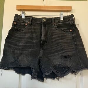 American Eagle ripped black denim shorts